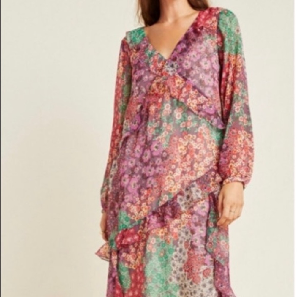EUC Maeve Anthropologie Sirena Ruffled Midi dress